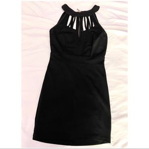 Cage front little black dress